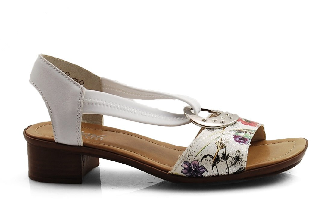 Rieker 62662 białe sandały w kwiaty