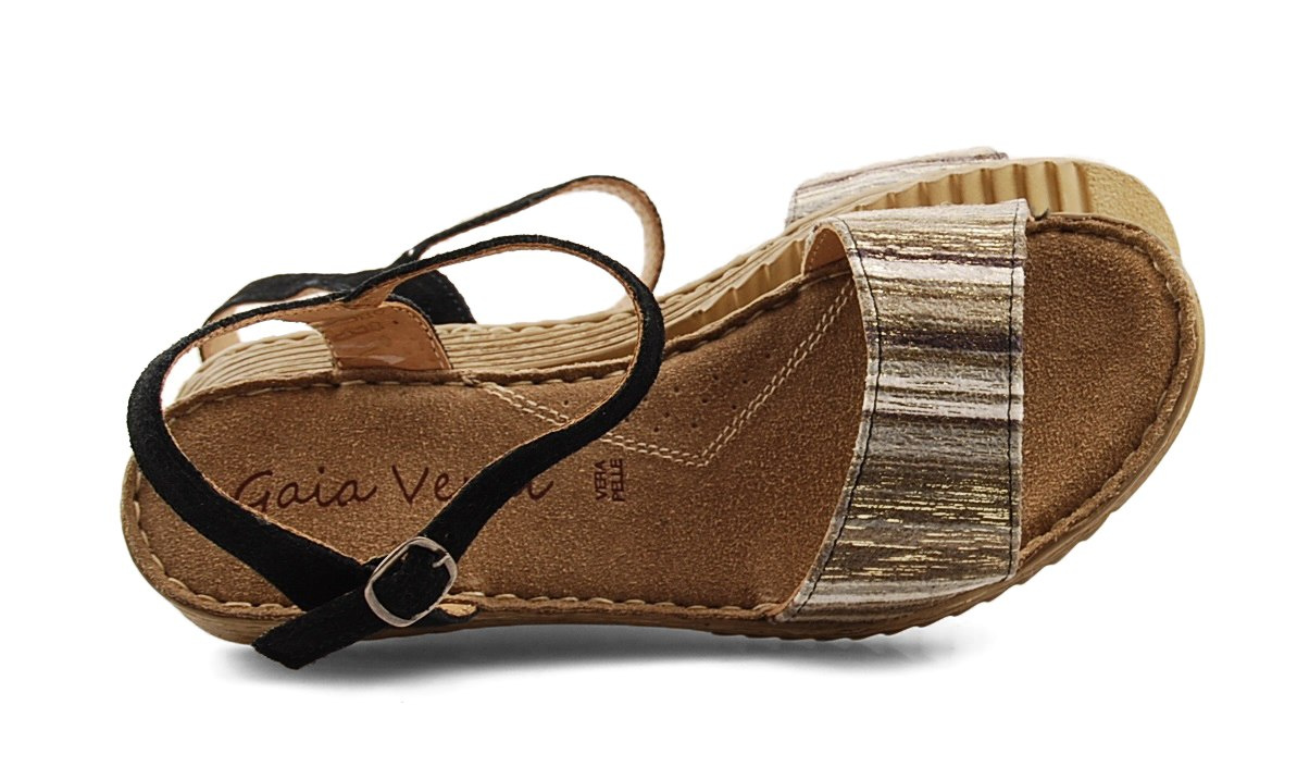 Gaia Verdi GV 20 BOL skórzane czarne sandały