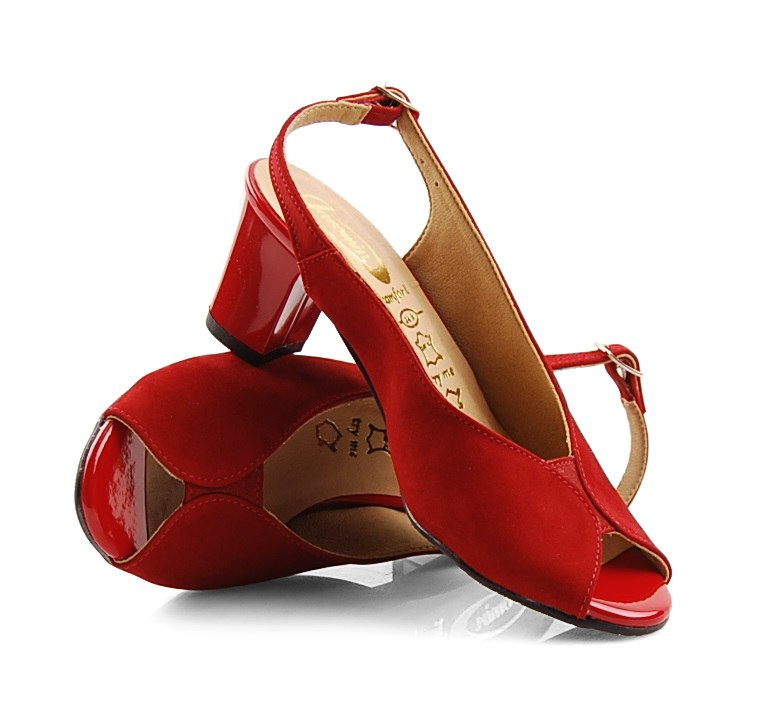 Jaromin 5118 czerwone skórzane sandały