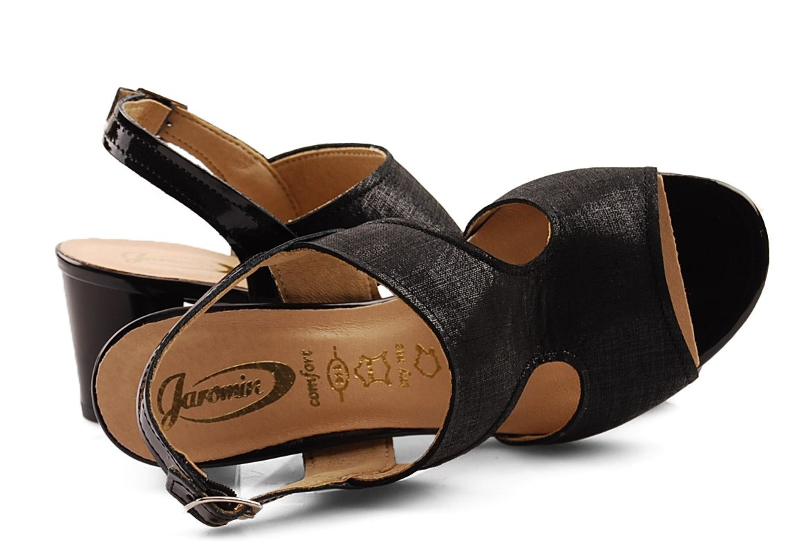 Jaromin 5124 czarne skórzane sandały