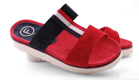 Filippo DK2170 czerwono-granatowe skórzane klapki Filippo DK2170 czerwono-granatowe skórzane klapki