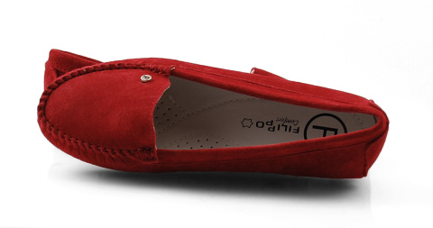 Filippo DP2037 czerwone skórzane mokasyny