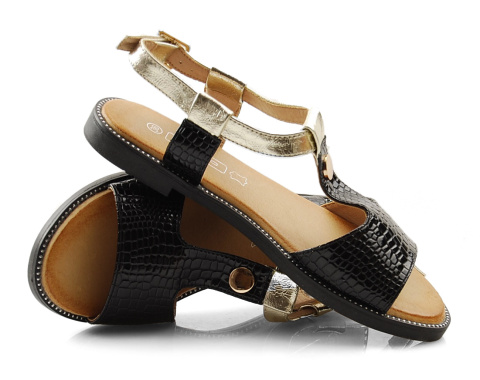 Filippo DS2099 czarno-złote sandały Filippo DS2099 czarno-złote sandały