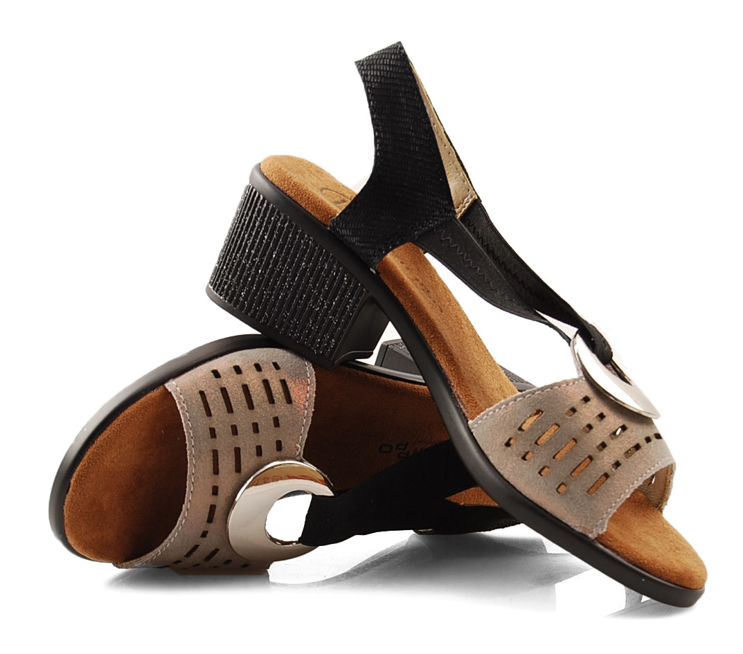 Filippo DS2308 skórzane czarno-złote sandały