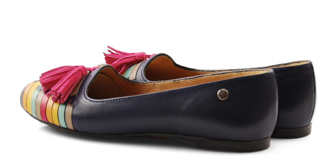 Maciejka 04016 granatowe skórzane baleriny