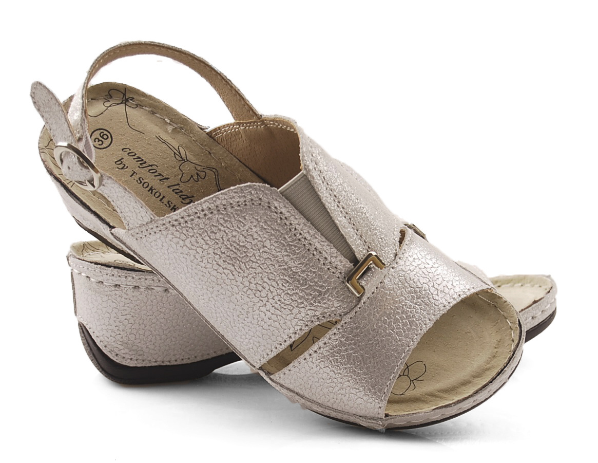 T.Sokolski L21-405 srebrne skórzane sandały