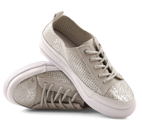 T.Sokolski W21-151 skórzane srebrne półbuty T.Sokolski W21-151 skórzane srebrne półbuty