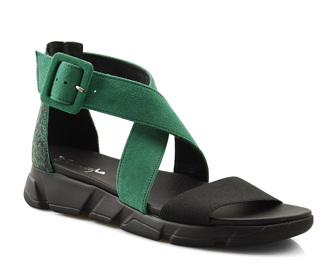 Maciejka 04622 zielone skórzane sandały
