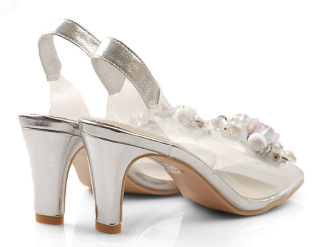 Sabatina 1014-5 srebrne transparentne sandały