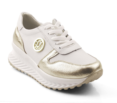 Filippo DP3547 biało-złote skórzane półbuty Filippo DP3547 biało-złote skórzane półbuty