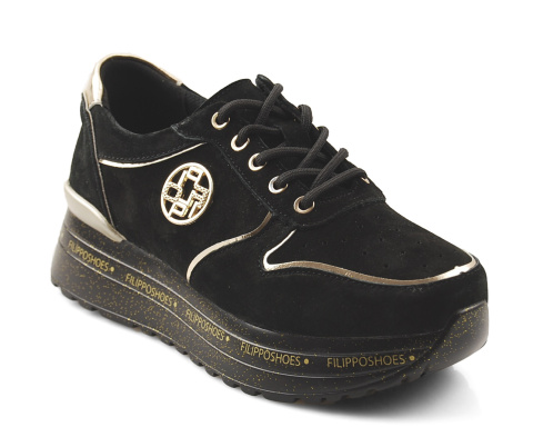 Filippo DP3558 czarne skórzane sneakersy