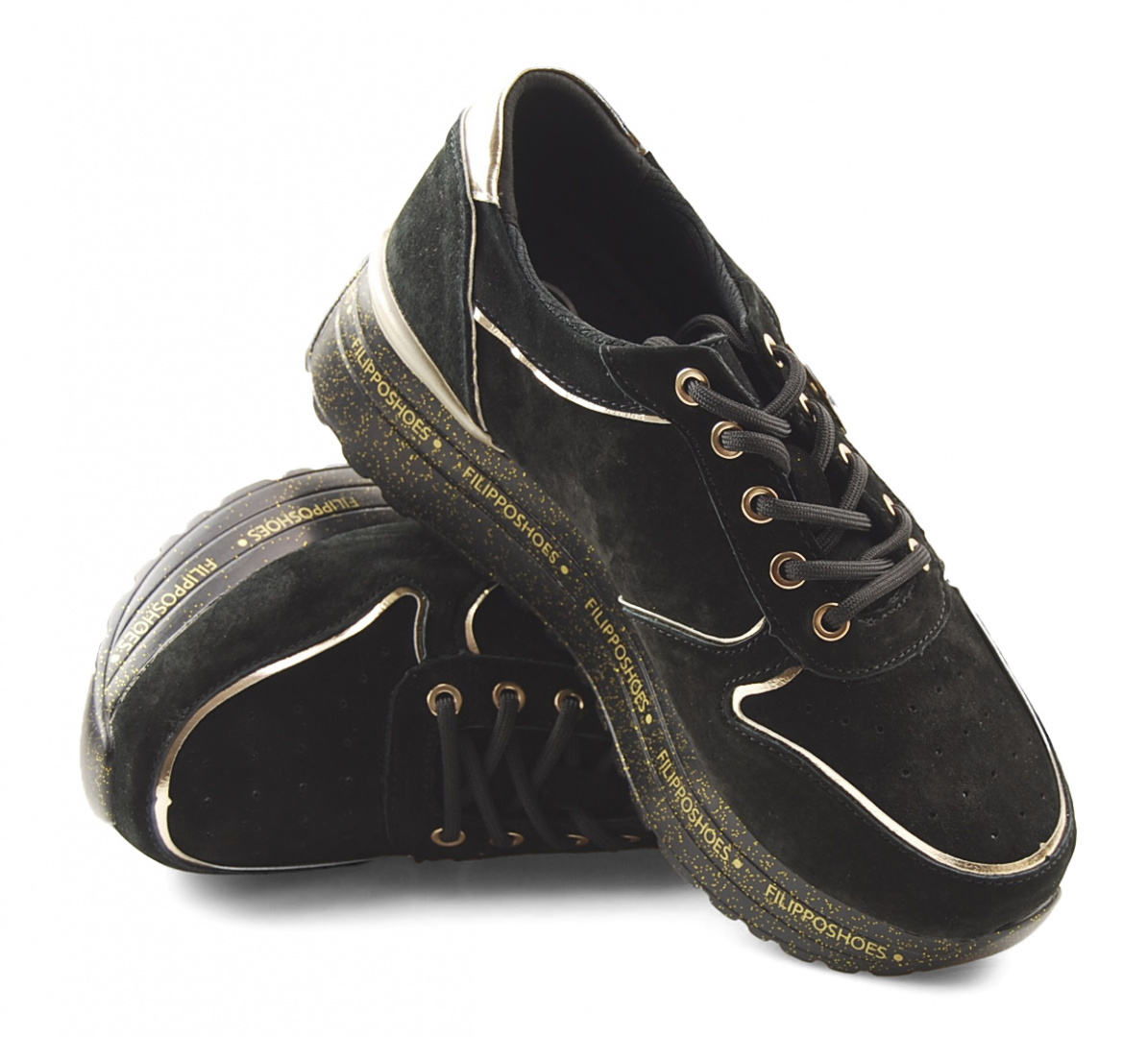 Filippo DP3558 czarne skórzane sneakersy