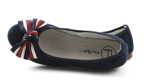 Filippo DP3634 granatowe skórzane baleriny