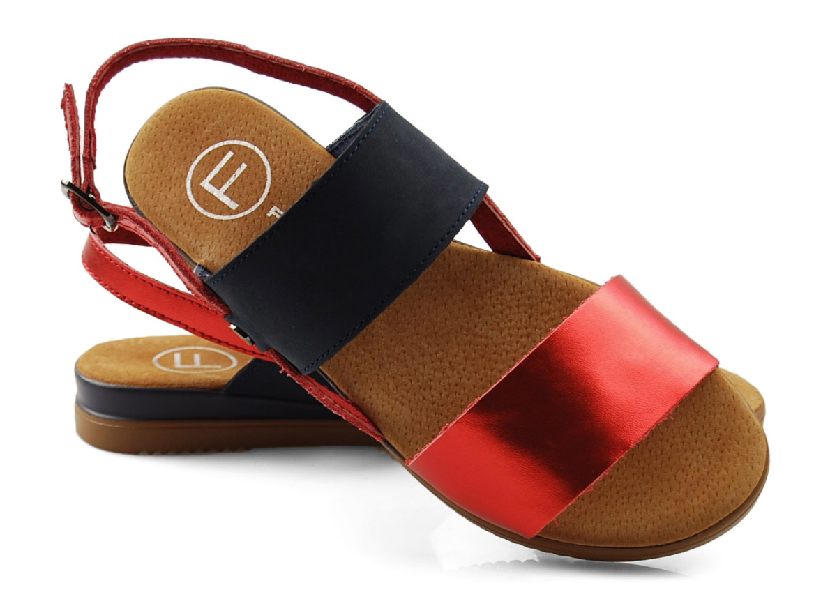 Filippo DS3601 czerwono-granatowe skórzane sandały