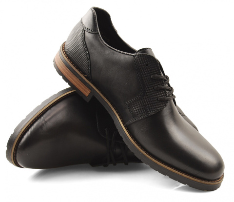 Rieker 14603 czarne skórzane półbuty Rieker 14603 czarne skórzane półbuty