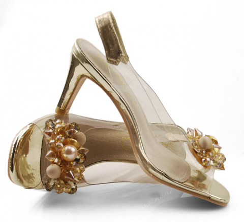 Sabatina 1014-5 złote transparentne sandały Sabatina 1014-5 złote transparentne sandały