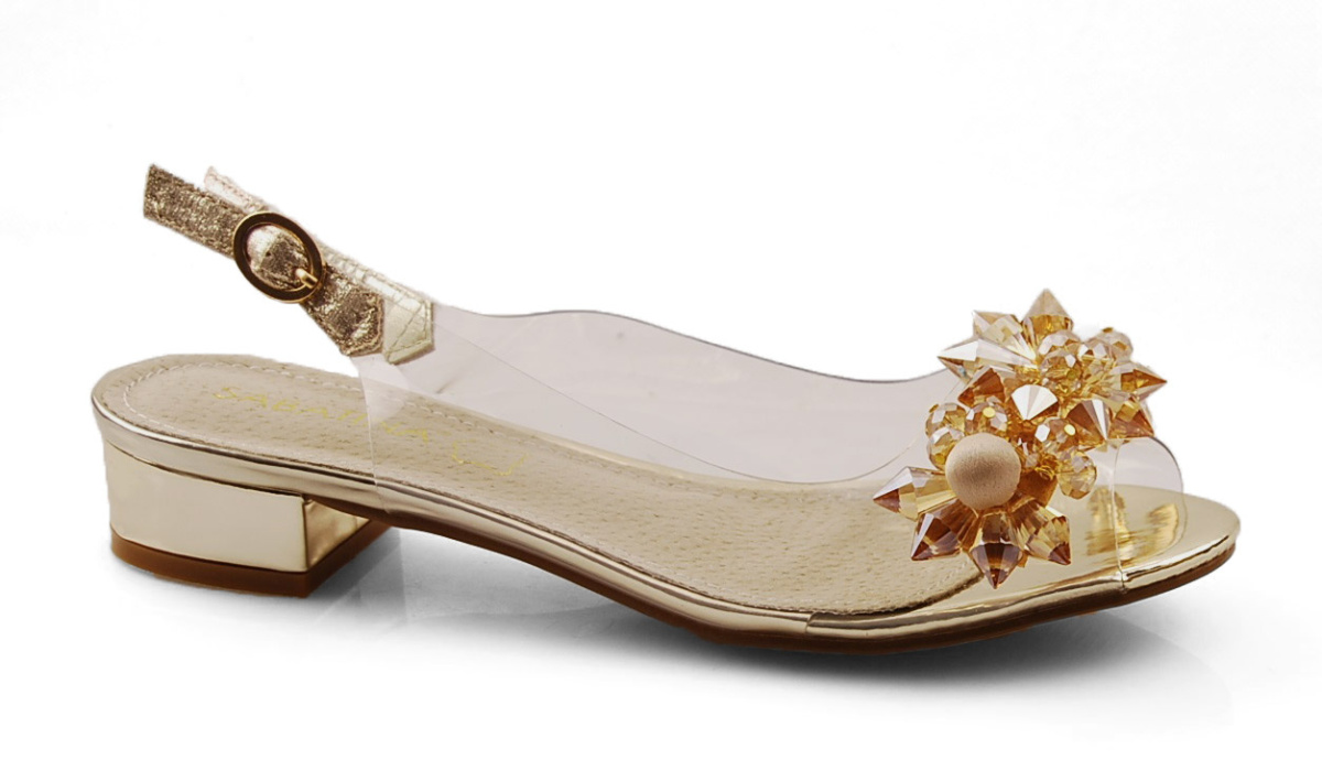 Sabatina 380-9 złote transparentne sandały