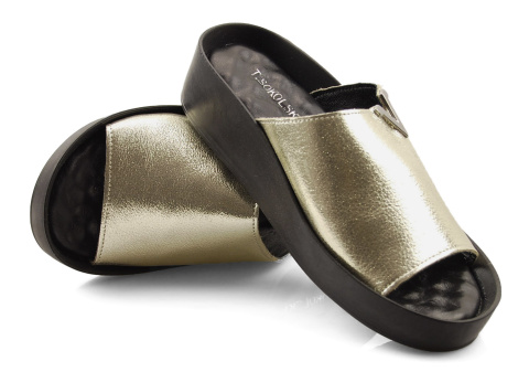 T.Sokolski L22-313 złote skórzane klapki T.Sokolski L22-313 złote skórzane klapki