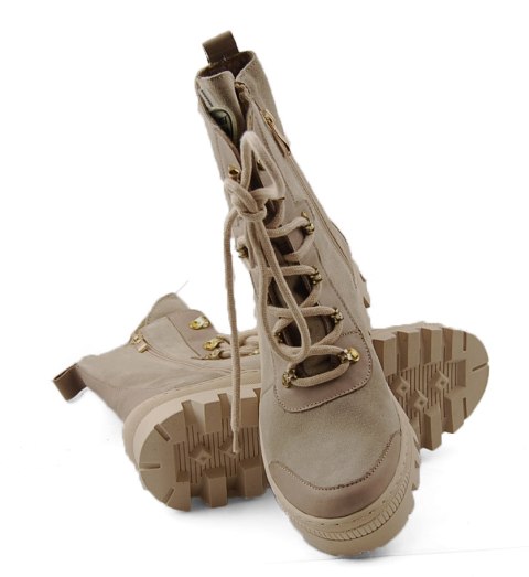 Contes 577 beżowe skórzane botki