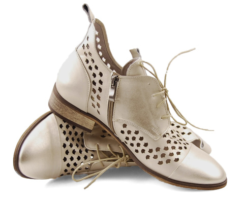 Dwunasty Shoes 801 złote skórzane botki Dwunasty Shoes 801 złote skórzane botki
