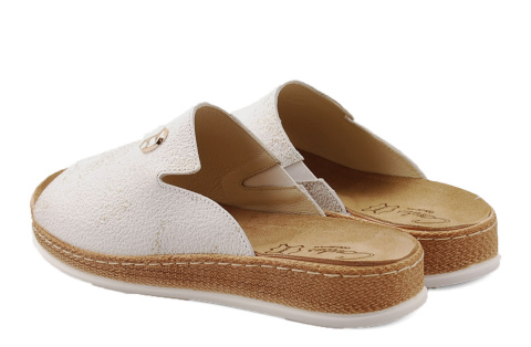 Contes 583 białe skórzane klapki