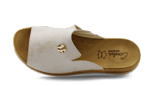 Contes 583 białe skórzane klapki