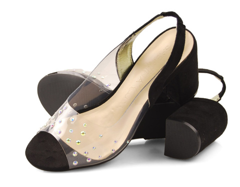Sabatina S102-10 czarne sandały transparentne Sabatina S102-10 czarne sandały transparentne