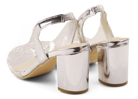 Sabatina S102-10 srebrne sandały transparentne Sabatina S102-10 srebrne sandały transparentne