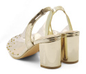 Sabatina S102-10 złote sandały transparentne