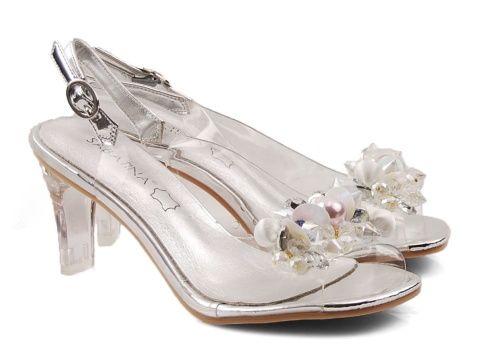 Sabatina T1014-5 srebrne sandały transparentne