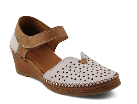 Manitu 910156-03 biało-brązowe skórzane sandały Manitu 910156-03 biało-brązowe skórzane sandały