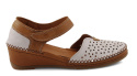 Manitu 910156-03 biało-brązowe skórzane sandały