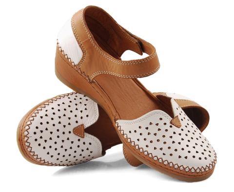 Manitu 910156-03 biało-brązowe skórzane sandały Manitu 910156-03 biało-brązowe skórzane sandały