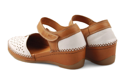 Manitu 910156-03 biało-brązowe skórzane sandały Manitu 910156-03 biało-brązowe skórzane sandały