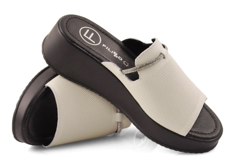 Filippo DK6067 białe skórzane klapki Filippo DK6067 białe skórzane klapki