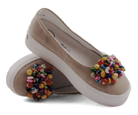 Filippo DP6024 beżowe skórzane półbuty