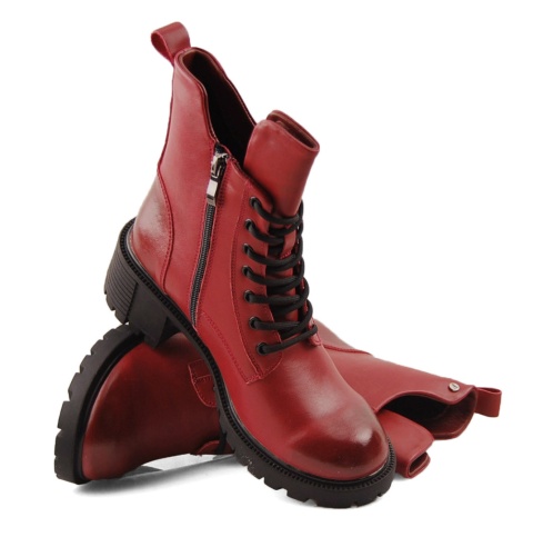 Filippo DBT6501 czerwone skórzane trapery