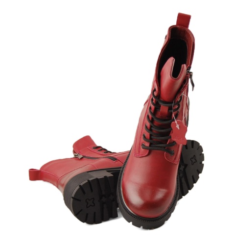 Filippo DBT6501 czerwone skórzane trapery