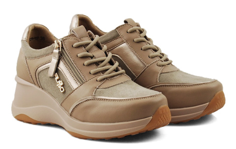 Filippo DP6434/24 beżowe skórzane sneakersy