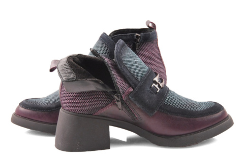 Maciejka 06747 bordowo-granatowe skórzane botki