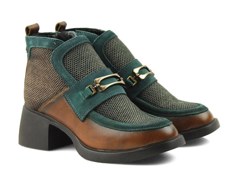 Maciejka 06747 rudo-zielone skórzane botki Maciejka 06747 rudo-zielone skórzane botki