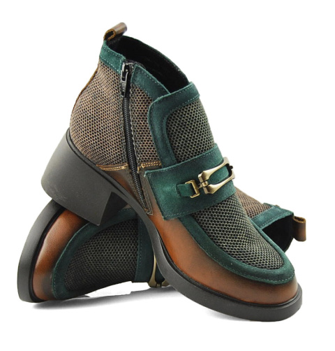 Maciejka 06747 rudo-zielone skórzane botki Maciejka 06747 rudo-zielone skórzane botki