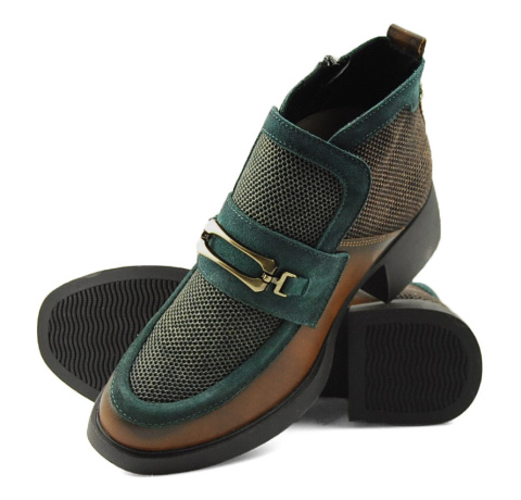 Maciejka 06747 rudo-zielone skórzane botki Maciejka 06747 rudo-zielone skórzane botki