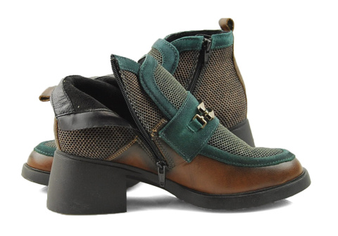 Maciejka 06747 rudo-zielone skórzane botki Maciejka 06747 rudo-zielone skórzane botki