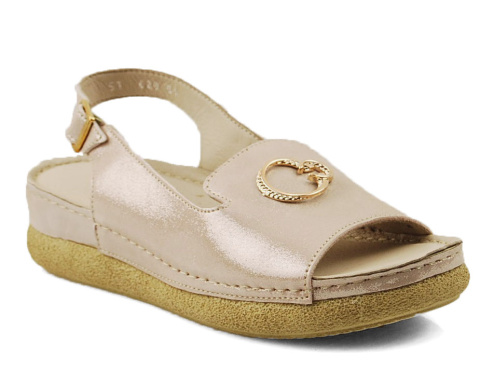 Pollonus 5-1620-001 różowe skórzane sandały