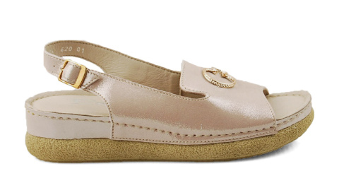 Pollonus 5-1620-001 różowe skórzane sandały