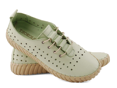 T.Sokolski W24-407 zielone skórzane półbuty