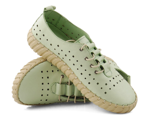 T.Sokolski W24-407 zielone skórzane półbuty