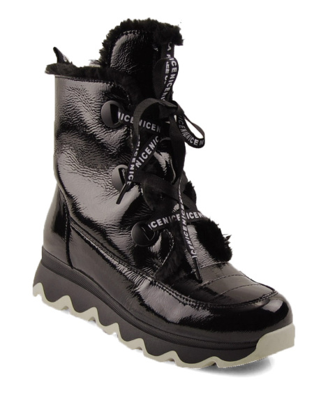 Artiker 49C0341 czarne skórzane śniegowce Artiker 49C0341 czarne skórzane śniegowce