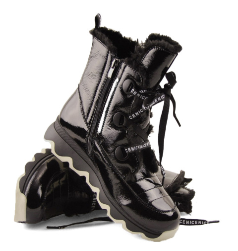 Artiker 49C0341 czarne skórzane śniegowce Artiker 49C0341 czarne skórzane śniegowce